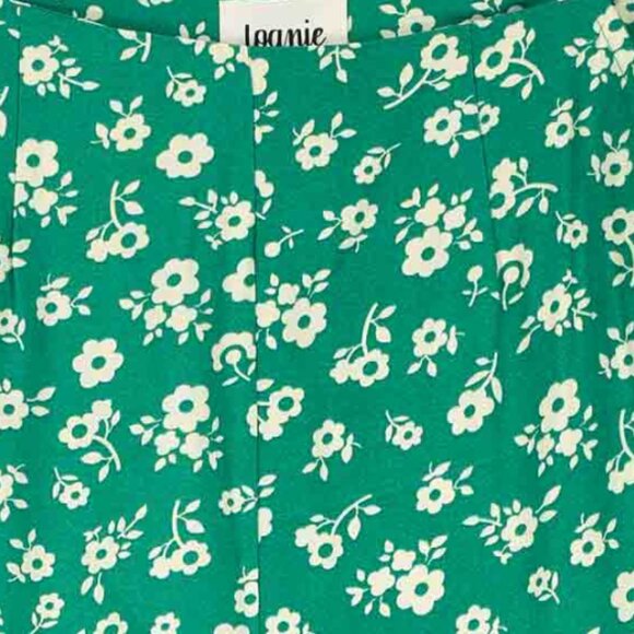 JOANIE CLOTHING Romily Ditsy Floral Print Wide Leg Trousers - Green - Picture 4 of 4